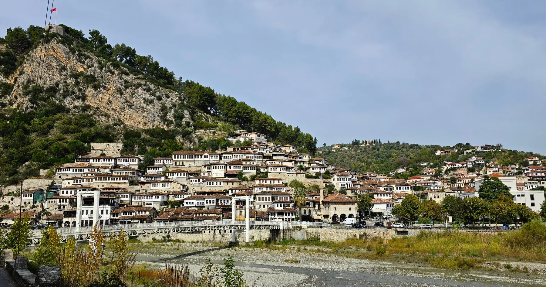 The Ottoman houses of Berat climbing the hillside beneath the castle, Albania